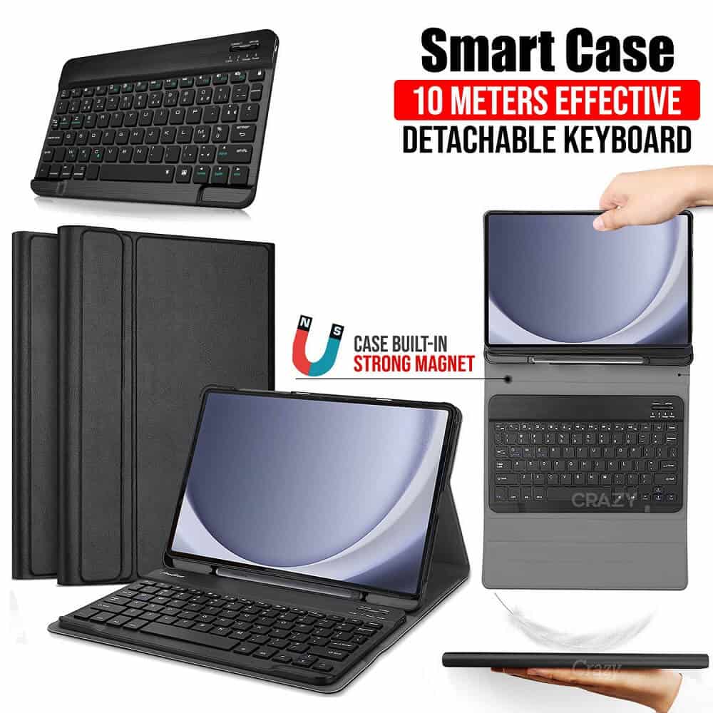 With Pencil Holder For Samsung Galaxy Tab A9 |Tab A9+ /A9 Plus Wireless Bluetooth Keyboard Case Cover With Pencil Holder For Samsung Galaxy Tab A9 |Tab A9+ /A9 Plus Wireless Bluetooth Keyboard Case Cover
